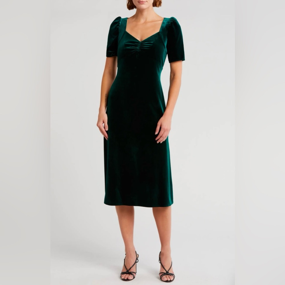DKNY Emerald Velvet Midi Dress
